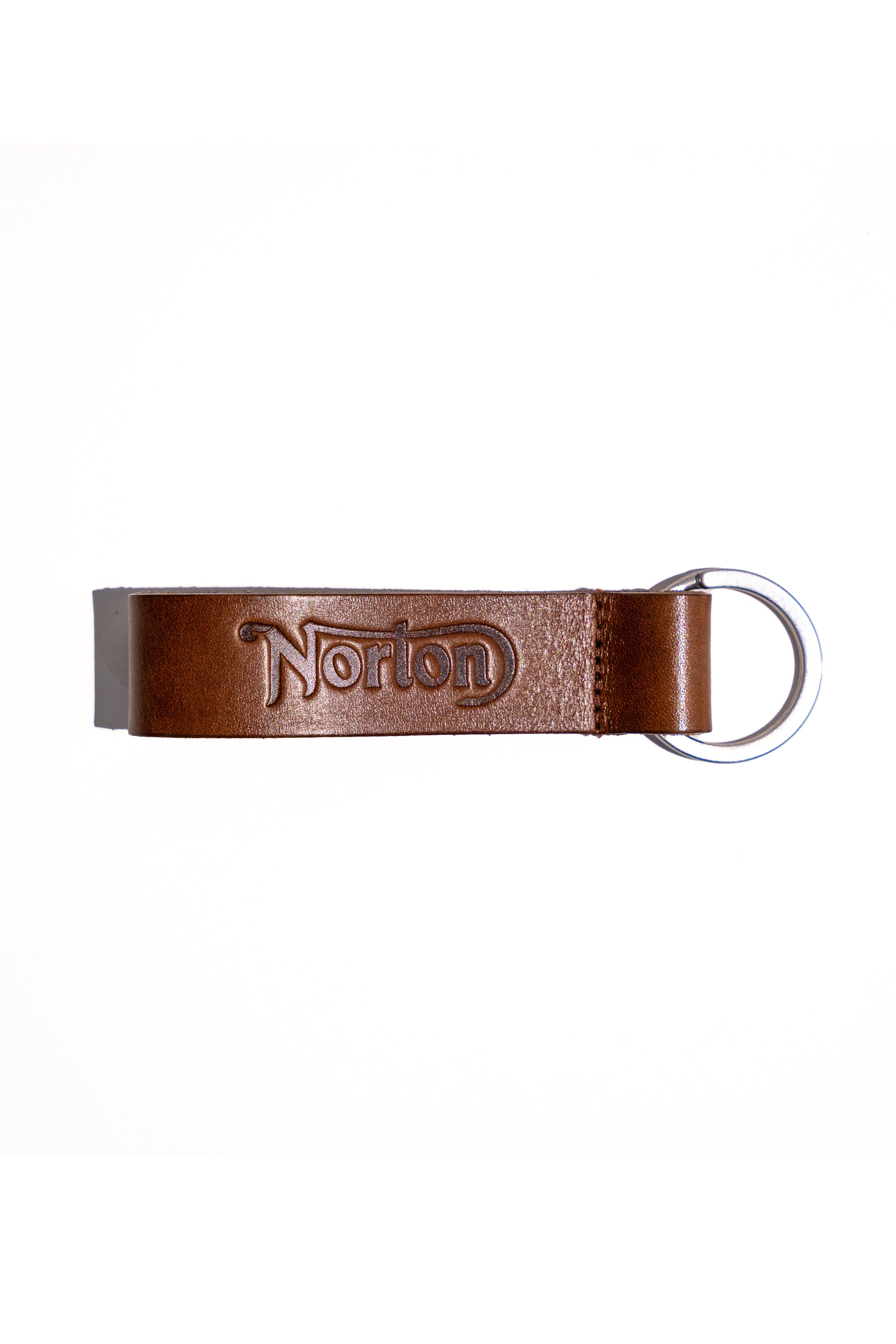 Secret N Keychain Tan Leather Embossed Logo Keychain with Nickel Ring – Norton Online Store